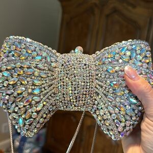 Crystal Rhinestone Bow Clutch Handbag NEW in Box